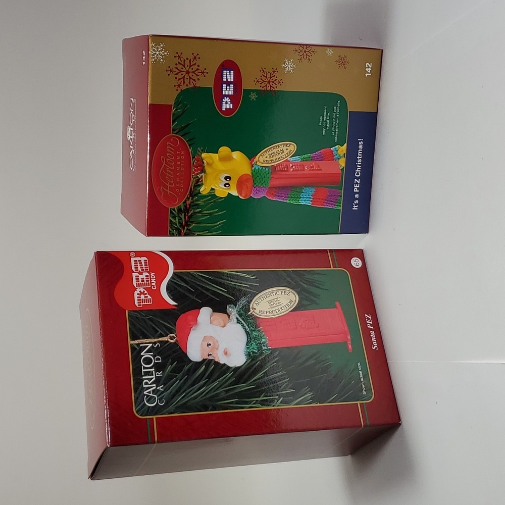 Carlton Cards PEZ Ornaments, set of 2